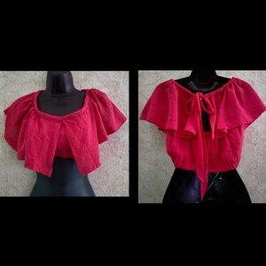 Free People Ruffle Tie Back Crop Top